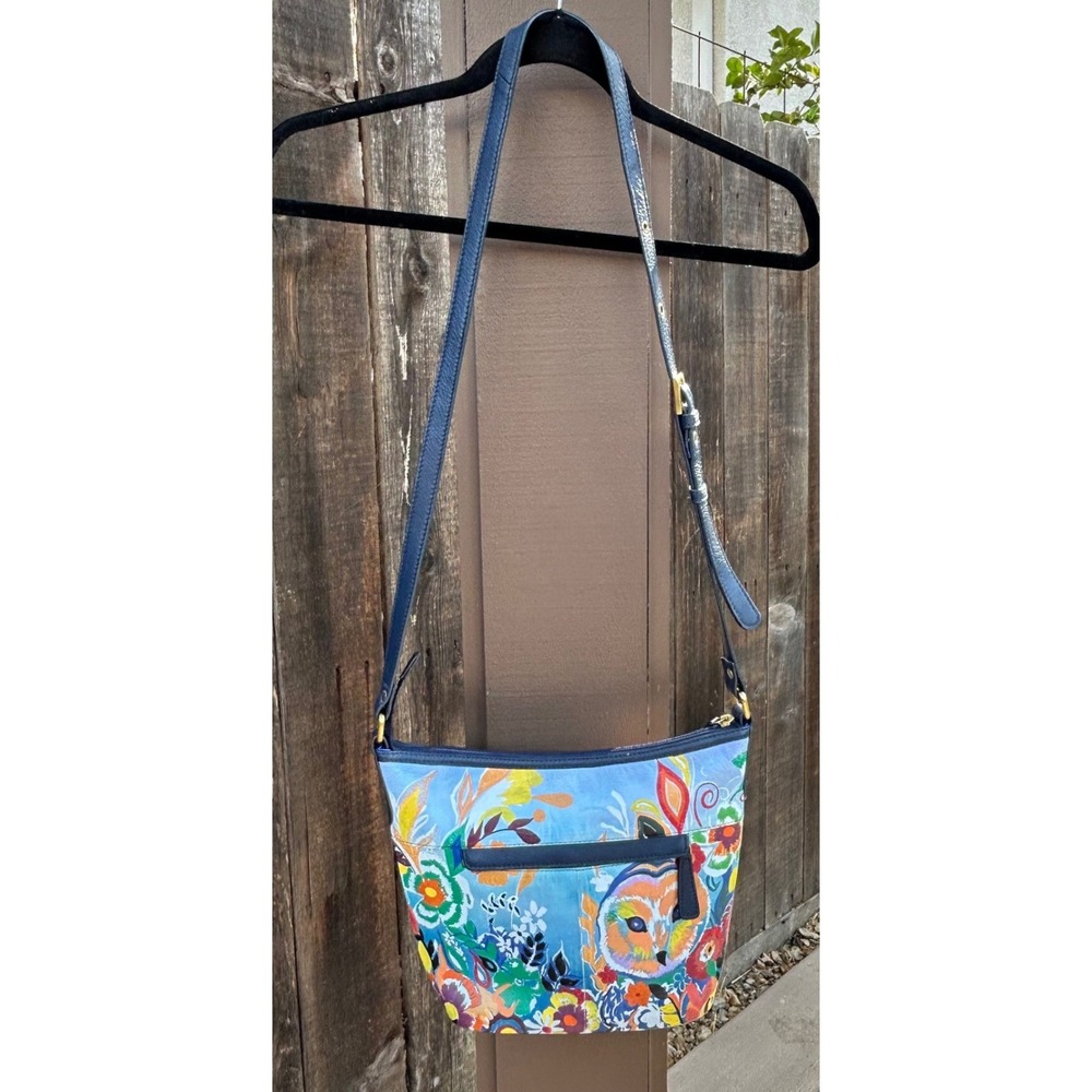 Artistic Expressions by Sharif Hand Painted Leather Owl Crossbody Bag Boho - Picture 5 of 16
